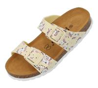 Palado Pantoletten Mädchen Kids Samos G Print - coole Sandalen Made in Spain - bequeme Hausschuhe mit trendigen Mustern - modische Sommerschuhe mit Kork-Fußbett Gelb Unicorn EU30