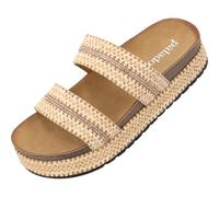 Palado Plateau-Pantoletten Damen Maziel - bequeme Sandalen - modische Sommerschuhe - Hausschuhe mit Plateau-Sohle Camel UK3,5 - EU36