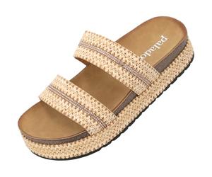 Palado Plateau-Pantoletten Damen Maziel - bequeme Sandalen - modische Sommerschuhe - Hausschuhe mit Plateau-Sohle Camel UK3,5 - EU36