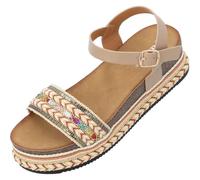 Palado Plateausandale Damen Segour - elegante Wedges - modische Sommerschuhe - Sandaletten als stilvoller Begleiter für den Alltag Beige UK4,5 - EU37