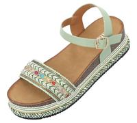 Palado Plateausandale Damen Segour - elegante Wedges - modische Sommerschuhe - Sandaletten als stilvoller Begleiter für den Alltag Grün UK9 - EU42