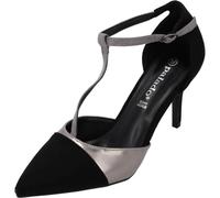 Palado Pumps Damen Jastira - Elegante Schuhe mit Leder-Decksohle - modische High Heels - Bequeme Absatzschuhe Schwarz/Silber UK7 - EU40