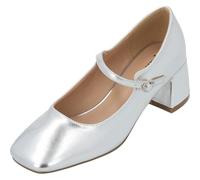 Palado Pumps Damen Nataye - Elegante Stöckelschuhe mit bequemen Blockabsatz - modische Schuhe mit Absatz - Sommerschuhe Silber Metallic UK8 - EU41