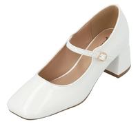 Palado Pumps Damen Nataye - Elegante Stöckelschuhe mit bequemen Blockabsatz - modische Schuhe mit Absatz - Sommerschuhe Weiß UK8 - EU41