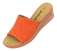 Palado Sandalen Damen Niserios - modische Pantoletten im schlichten Design - bequeme Sommerschuhe - elegante Hausschuhe mit Keilabsatz Orange UK7 - EU40
