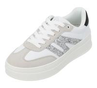 Palado Sneaker Damen Drotea - modische Turnschuhe im sportlich-schickem Design - elegant und bequem - vielseitiger Look für Verschiedene Outfits Weiß/Silber UK5,5 - EU38