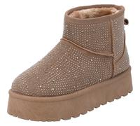 Palado Stiefeletten Damen Cambrisa - warm gefütterte Boots mit Kunstfell - stylische Ankle-Boots für Herbst & Winter - modische Winterschuhe Sand UK8 - EU41