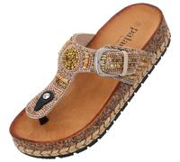 Palado Zehentrenner Damen Ikoh by Sila Sahin - elegante Sandalen - bequeme Pantoletten - modische Sommerschuhe Camel UK4,5 - EU37