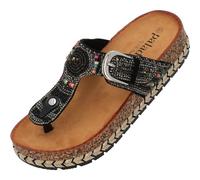 Palado Zehentrenner Damen Ikoh by Sila Sahin - elegante Sandalen - bequeme Pantoletten - modische Sommerschuhe Schwarz UK5,5 - EU38