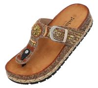 Palado Zehentrenner Damen Ikoh by Sila Sahin - elegante Sandalen - bequeme Pantoletten - modische Sommerschuhe Tan UK4,5 - EU37