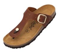 Palado Zehentrenner Damen Kos Denka - bequeme Pantoletten Made in Spanien - elegante Sandalen mit Kork-Fußbett - modische Sommerschuhe Braun UK4,5 - EU37