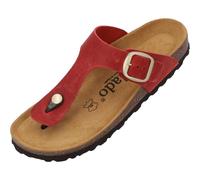 Palado Zehentrenner Damen Kos Denka - bequeme Pantoletten Made in Spanien - elegante Sandalen mit Kork-Fußbett - modische Sommerschuhe Rot UK4,5 - EU37