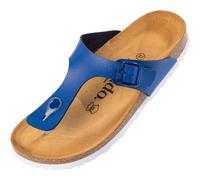 Palado Zehentrenner Damen Kos Matt - gefertigt in Spanien - weiche Veloursleder-Decksohle - mattes Obermaterial für dezente Eleganz Blau UK8 - EU41