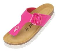 Palado Zehentrenner Damen Kos PL Lack - gefertigt in Spanien - Plateau-EVA-Sohle - glänzende Lackoptik - Weichfußbett - Veloursleder-Decksohle Pink UK7 - EU40
