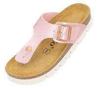 Palado Zehentrenner Damen Kos PL Metallic - gefertigt in Spanien - Plateau-EVA-Sohle - glänzende Lackoptik - Weichfußbett - Veloursleder-Decksohle Rosa UK3,5 - EU36