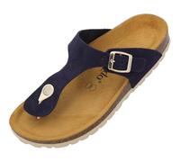 Palado Zehentrenner Damen Kos Suede Premium Leather - gefertigt aus Veloursleder - Made in Spain - EVA-Sohle - Weichfußbettung - Dunkelblau UK4,5 - EU37