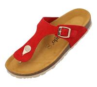 Palado Zehentrenner Damen Kos Suede Premium Leather - gefertigt aus Veloursleder - Made in Spain - EVA-Sohle - Weichfußbettung - edler Komfort für den Sommer Rot UK3,5 - EU36