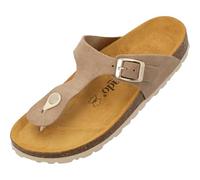 Palado Zehentrenner Damen Kos Suede Premium Leather - gefertigt aus Veloursleder - Made in Spain - EVA-Sohle - Weichfußbettung - edler Komfort für den Sommer Beige UK5,5 - EU38