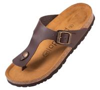 Palado Zehentrenner Herren Kos Matt - bequeme Pantoletten Made in Spain - Sandalen mit Kork-Fußbett - modische Sommerschuhe Braun UK9 - EU42