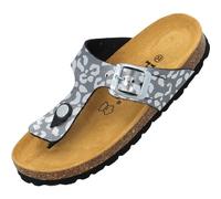 Palado Zehentrenner Mädchen Kids Kos G Leo - coole Sandalen Made in Spain - bequeme Hausschuhe mit Leo-Muster - modische Sommerschuhe mit Kork-Fußbett Anthrazit EU34