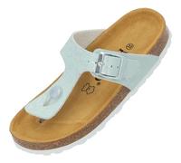 Palado Zehentrenner Mädchen Kids Kos Love - coole Sandalen Made in Spain - bequeme Hausschuhe mit Herzmuster- modische Sommerschuhe mit Kork-Fußbett Hellgrün EU33