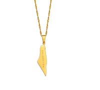 Palästina-Kettenanhänger Mit Karte, Halsketten, Vintage-Umriss, Trendiger Patriotischer Schmuck, Unisex-Region, Accessoires, Hiphop, Geometrisch, Verstellbare Kette, Hochzeitsgeschenk, Gold, 45
