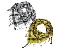 Palästinenser Tuch 2 Stück Palituch Palästinenser Arafat Tuch Klassisches Halstuch mit Fransen Shemagh Mode-Accessoire für Junge Männer und Frauen jeden Alters (Schwarz+Gelb)
