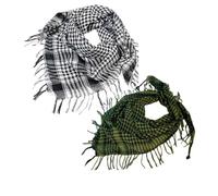 Palästinenser Tuch 2 Stück Palituch Palästinenser Arafat Tuch Klassisches Halstuch mit Fransen Shemagh Mode-Accessoire für Junge Männer und Frauen jeden Alters (Schwarz+Grün)