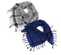 Palästinenser Tuch 2 Stück Palituch Palästinenser Arafat Tuch Klassisches Halstuch mit Fransen Shemagh Mode-Accessoire für Junge Männer und Frauen jeden Alters (Schwarz+Blau)