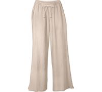 Palazzohose BONPRIX "Palazzo-Hose aus Musselin", Damen, Gr. 50, N-Gr, grau (steingrau (normal)), Obermaterial: 100% Baumwolle, loose fit, Hosen Palazzohose, aus Musselin, lockere Passform, elastischer