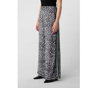 Palazzo-Hose aus reiner Viskose mit Leo-Print und seitlichem Streifendetail schwarz 36/REG