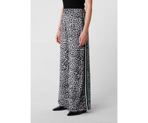 Palazzo-Hose aus reiner Viskose mit Leo-Print und seitlichem Streifendetail schwarz 36/REG