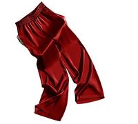 Palazzo Hose Damen, Damen-Satin-Hose Mit Weitem Bein Modische Schlichte Elastische Palazzo-Hose Mit Hoher Taille Elegante Locker Geschnittene Hose Lässige Bürohose Hose Mit Geradem Bein Unterteil,