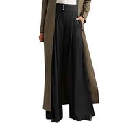 Palazzo Hose Damen Elegant - Weite Hose Damen High Waist Schlaghose Plissee Business Casual Locker Freizeithose Straight Leg Baggy Weites Bein festlich Arbeitshose Lange Hosen für Damen