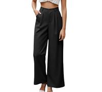 Palazzo Hose Damen Wide Leg Leicht Sommerhose Weite Leichte Elegante Schlaghose Sommer Hosen Stretch Elegant Culotte Damenhosen Marlenehose Stoffhose,Schwarz,Xs
