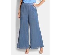 Palazzo-Hose VERA aus Glanz-Plissee blau 52 lang