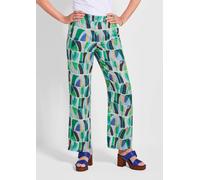 Schlupfhose GOLDNER "Kurzgröße Print Schlupfhose VERA in Grün", Damen, Gr. 20, K-Gr, grün (hellgrün, gemustert), Obermaterial: 100% Viskose CV., Hosen Schlupfhose (53316039-20) hellgrün, gemustert