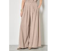 Palazzohose APRICOT "Plissee-Hose", Damen, Gr. XS (34), N-Gr, beige (stein), gewebt, Obermaterial: 87% Viskose CV. 13% Polyester PES., uni, Hosen Palazzohose, mit weitem Bein (68636435-34) stein