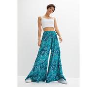 Palazzohose BONPRIX, Damen, Gr. 38, N-Gr, grün (dunkelsmaragd, mittelblau paisley), Obermaterial: 100% Viskose, loose fit, Hosen Palazzohose, aus Viskose, Loose Fit Passform, weites Bein (39100001-38)