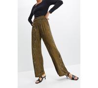 Palazzohose BONPRIX, Damen, Gr. 40, N-Gr, grün (khakigrün, schwarz bedruckt), Obermaterial: 100% Viskose, loose fit, Hosen Palazzohose, aus Viskose, mit Gummibund, lockere Passform, femininer Stil (45