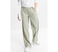 Palazzohose BONPRIX, Damen, Gr. 40, N-Gr, grün (seegras), Obermaterial: 55% Leinen, 45% Viskose, loose fit, Hosen Palazzohose, aus Leinen und Viskose, Loose Fit Passform, mit Smock-Bund (62267125-40)