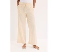 Palazzohose BONPRIX, Damen, Gr. 44, N-Gr, kieselbeige (länge: regulär), Obermaterial: 60% Viskose, 30% Baumwolle, 10% Leinen, loose fit, Hosen Palazzohose, weite Passform, mit Gummibund, aus Viskose, 