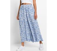Palazzohose BONPRIX, Damen, Gr. 50, N-Gr, weiß (weiß, blau paisley), Obermaterial: 100% Viskose, loose fit, Hosen Palazzohose, aus Viskose, mit elastischem Bund, Loose Fit, Casual Stil, Topseller (665