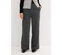 Palazzohose BONPRIX, Damen, Gr. 56, N-Gr, schwarz (schwarz, wollweiß meliert), Obermaterial: 64% Polyester, 34% Viskose, 2% Elasthan, loose fit, Hosen Palazzohose, aus Viskose, lockere Passform, mit B