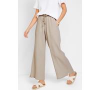 Palazzohose BONPRIX "Palazzo-Hose aus Musselin", Damen, Gr. 56, K-Gr, grau (steingrau), Obermaterial: 100% Baumwolle, loose fit, Hosen Palazzohose, aus Musselin, lockere Passform, elastischer Bund, kn