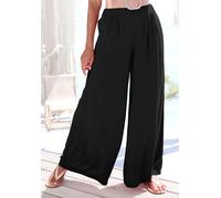 Palazzohose BUFFALO, Damen, Gr. 34, N-Gr, schwarz, Web, Obermaterial: 100% Viskose, unifarben, figurumspielend knöchellang, Hosen Palazzohose, mit Seitennahttaschen, leichte Sommerhose, Wide-Leg (8525