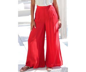 Palazzohose BUFFALO, Damen, Gr. 38, N-Gr, rot, Web, Obermaterial: 100% Viskose, unifarben, figurumspielend knöchellang, Hosen Palazzohose, mit Seitennahttaschen, leichte Sommerhose, Wide-Leg-Hose aus