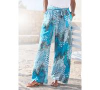 Palazzohose BUFFALO, Damen, Gr. 42, N-Gr, blau (blau bedruckt), Web, Obermaterial: 100% Viskose, animal-print, bedruckt, figurumspielend lang, Hosen Palazzohose, mit Animalprint und elastischem Bund,