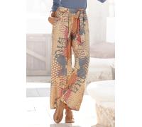 Palazzohose BUFFALO, Damen, Gr. 42, N-Gr, bunt (orange, blau, bedruckt), Web, Obermaterial: 100% Viskose, bedruckt, figurumspielend lang, Hosen Palazzohose, mit Animalprint und elastischem Bund, Schlu