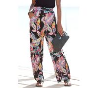 Palazzohose BUFFALO Gr. 46, N-Gr, bunt (schwarz, bedruckt) Damen Hosen Strandhosen aus Viskosejersey im Alloverprint mit Taschen (34912021-46)